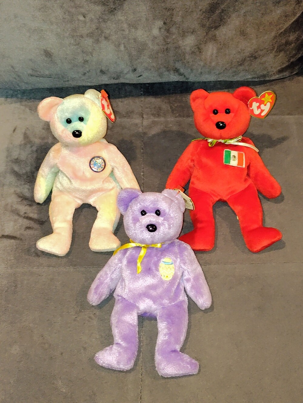 NWT VINTAGE TY TOYS RETIRED BEANIE BABIES SET OF 2 "SPANGLE" & "MILLENIUM" BEARS